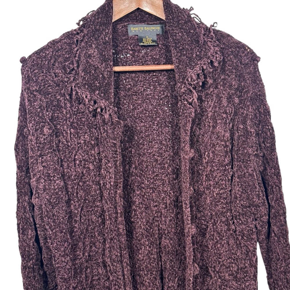 Vintage 90s Y2K Bobble Knit Long Cardigan Sz M Grunge Goblin Forest Fairy Purple - Picture 4 of 11